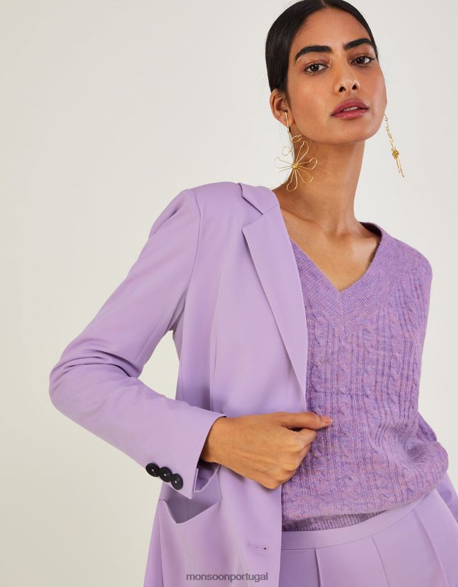 roupas blazer liso lauren Monsoon mulheres roxo (lilás) RPLH8F442