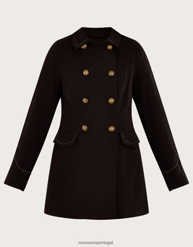 roupas casaco com detalhe militar myla Monsoon mulheres preto RPLH8F716