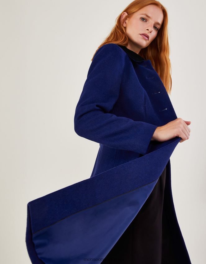 roupas casaco de ópera opala em mistura de lã Monsoon mulheres azul RPLH8F586
