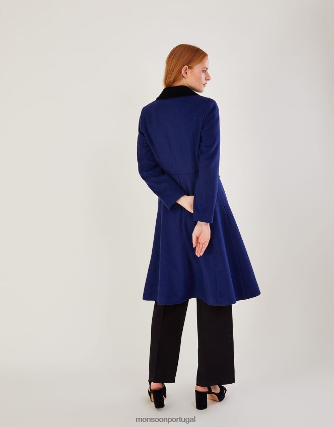 roupas casaco de ópera opala em mistura de lã Monsoon mulheres azul RPLH8F586