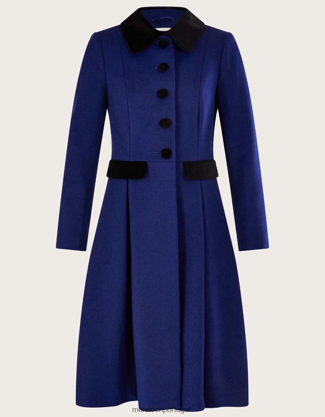 roupas casaco de ópera opala em mistura de lã Monsoon mulheres azul RPLH8F586