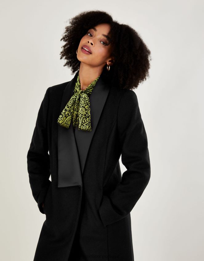 roupas casaco de smoking longo rico em lã tallulah Monsoon mulheres preto RPLH8F431