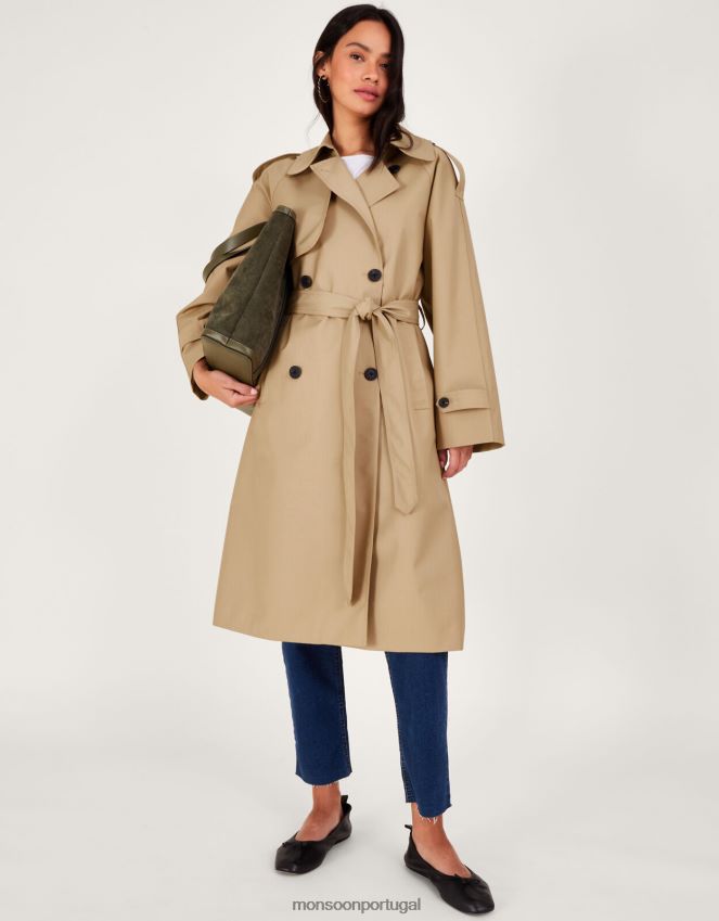 roupas casaco midi Monsoon mulheres camelo RPLH8F166