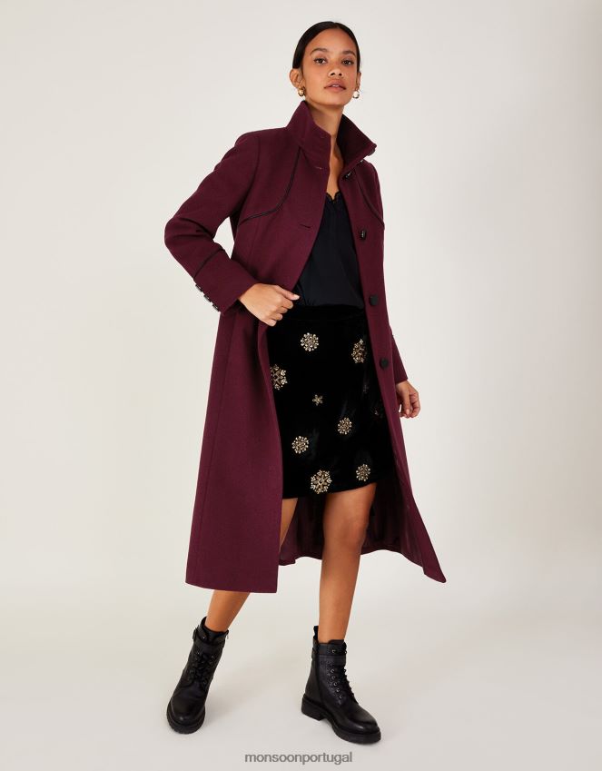 roupas fiona casaco funil com ponta pu Monsoon mulheres vermelho (baga) RPLH8F589