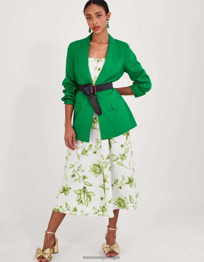 roupas jaqueta Stella em mistura de linho Monsoon mulheres verde RPLH8F342