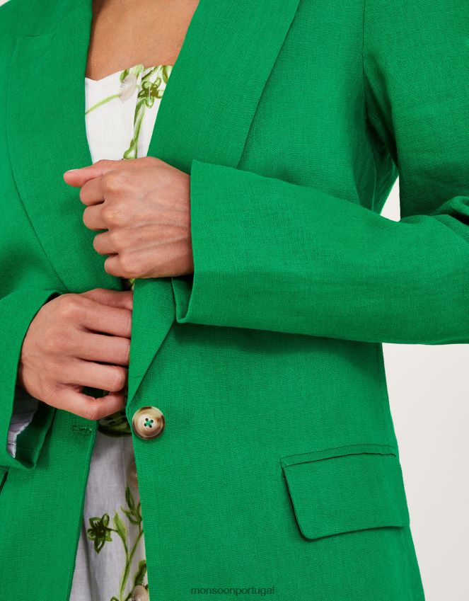 roupas jaqueta Stella em mistura de linho Monsoon mulheres verde RPLH8F342