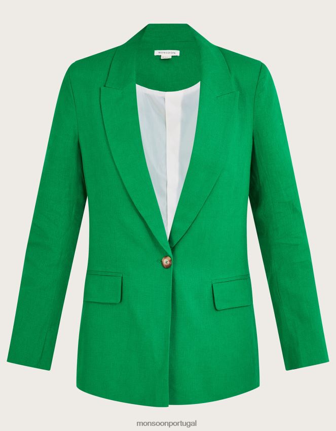 roupas jaqueta Stella em mistura de linho Monsoon mulheres verde RPLH8F342