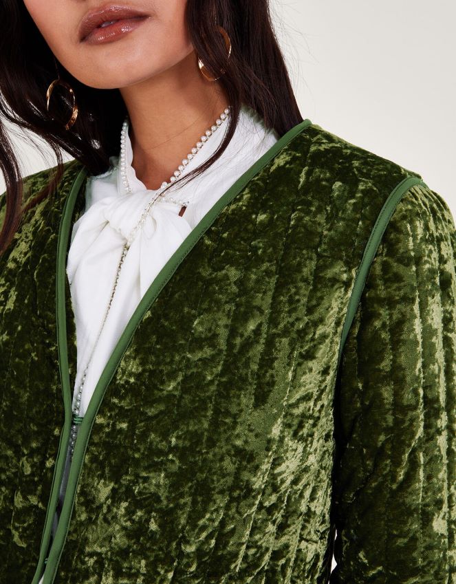 roupas jaqueta acolchoada de veludo Monsoon mulheres verde RPLH8F77