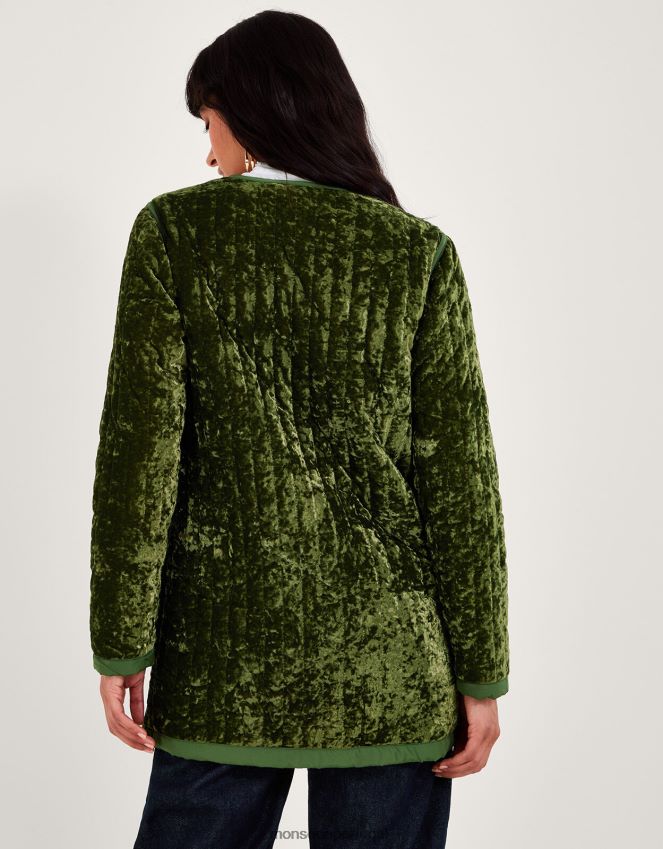 roupas jaqueta acolchoada de veludo Monsoon mulheres verde RPLH8F77