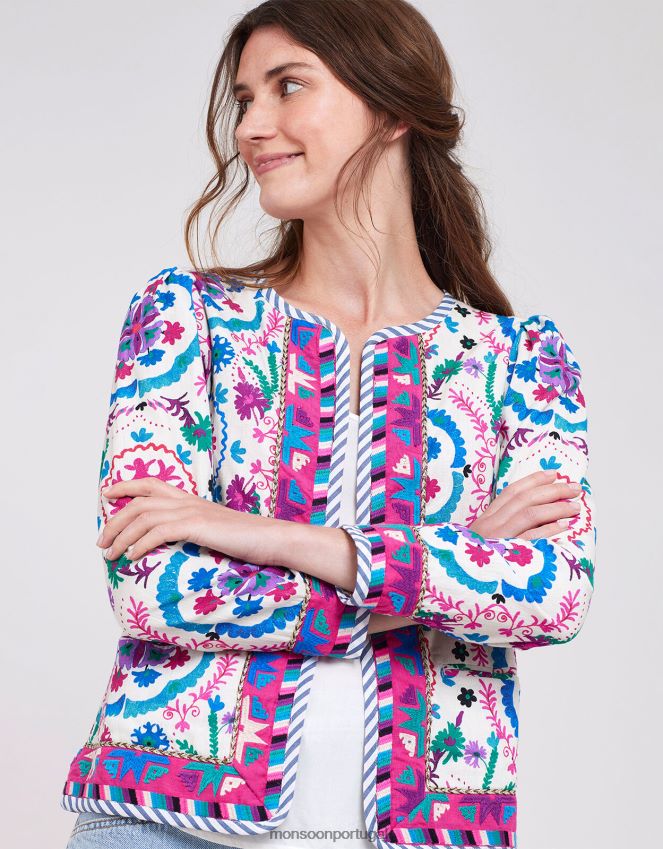 roupas jaqueta bordada east preeti Monsoon mulheres multi RPLH8F782