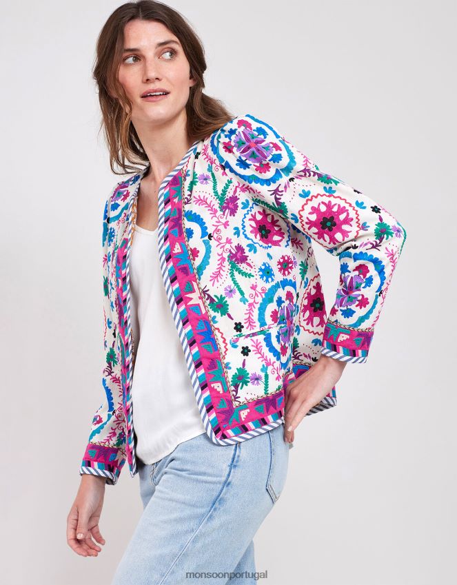 roupas jaqueta bordada east preeti Monsoon mulheres multi RPLH8F782