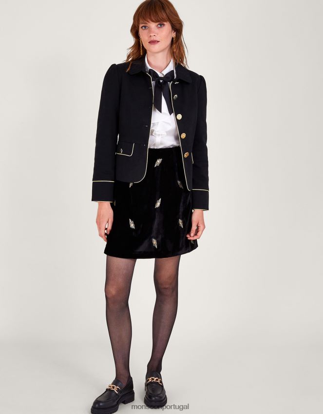 roupas jaqueta com gola simples Monsoon mulheres preto RPLH8F93