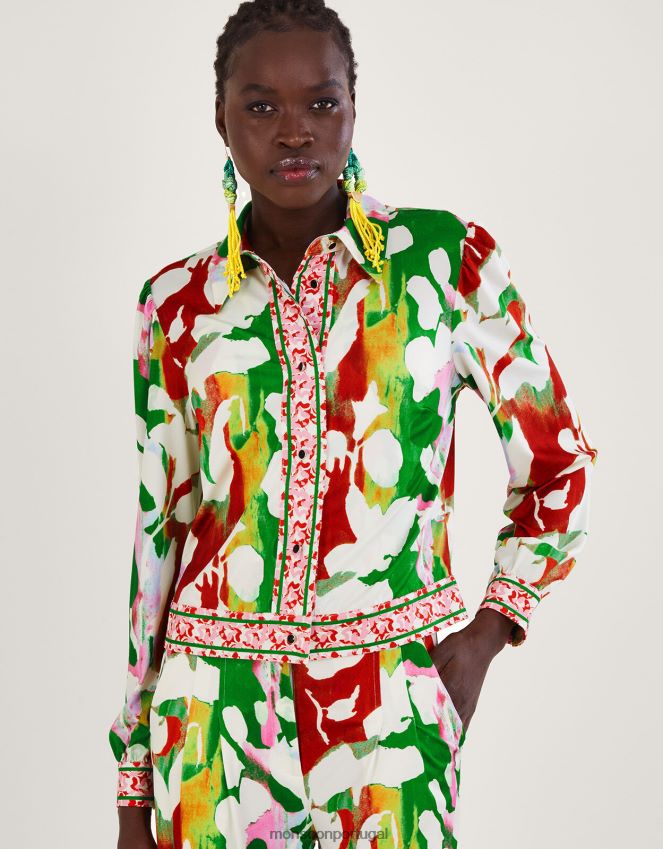 roupas jaqueta de jérsei floral holden com poliéster reciclado Monsoon mulheres verde RPLH8F1026