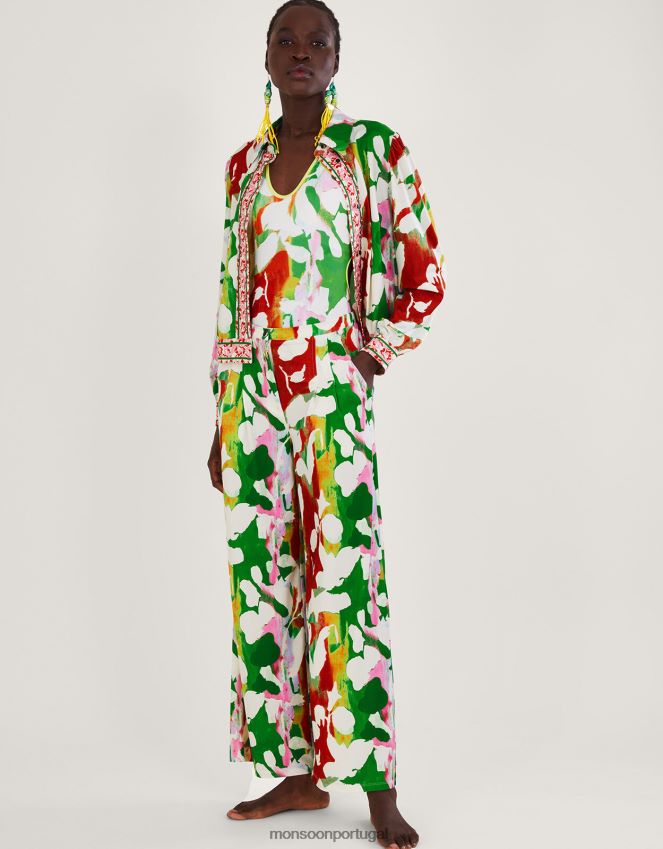 roupas jaqueta de jérsei floral holden com poliéster reciclado Monsoon mulheres verde RPLH8F1026