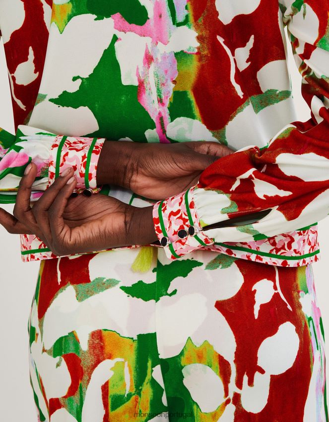 roupas jaqueta de jérsei floral holden com poliéster reciclado Monsoon mulheres verde RPLH8F1026