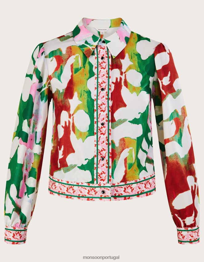 roupas jaqueta de jérsei floral holden com poliéster reciclado Monsoon mulheres verde RPLH8F1026