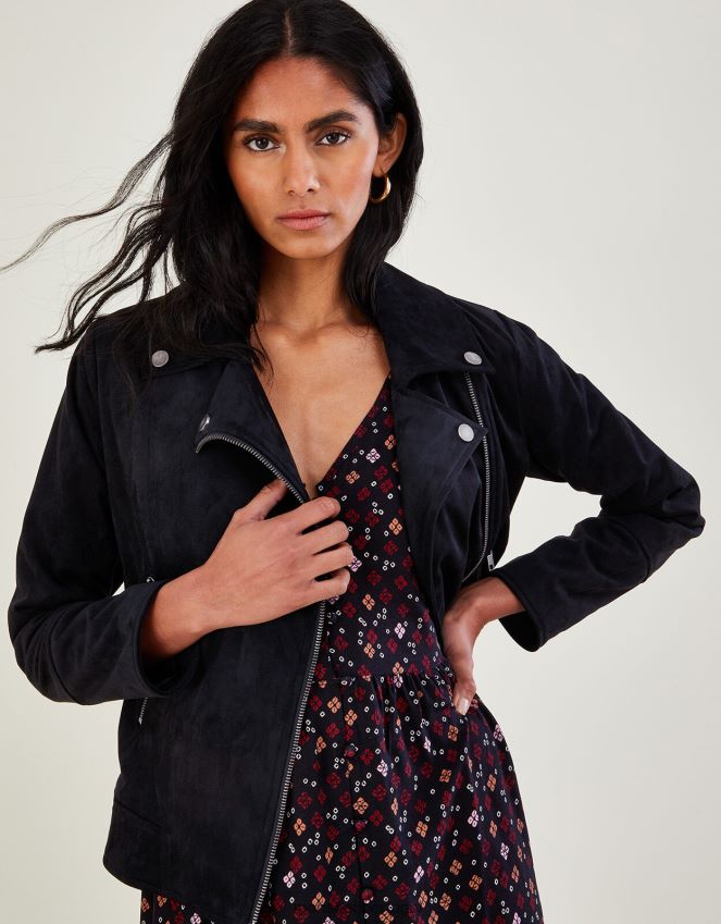 roupas jaqueta de motociclista stacy-ann suedette Monsoon mulheres preto RPLH8F1094