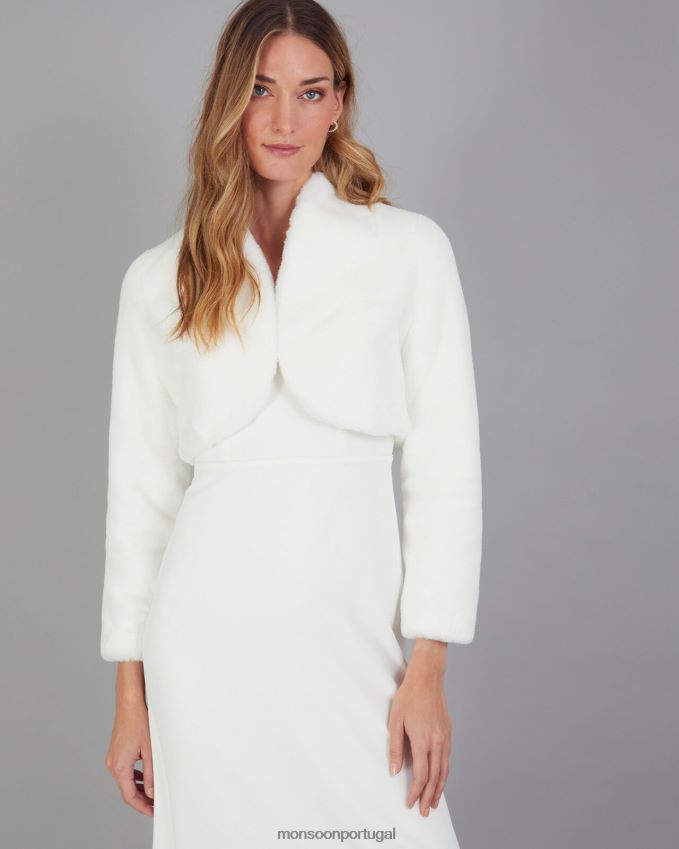 roupas jaqueta de noiva de pele sintética melanie Monsoon mulheres marfim RPLH8F609
