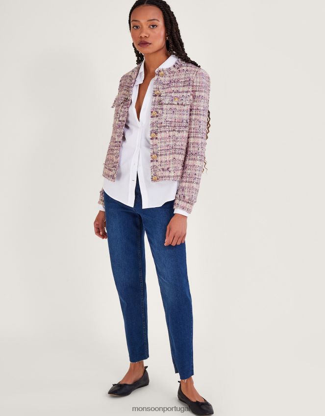 roupas jaqueta de tweed toni Monsoon mulheres rosa RPLH8F456