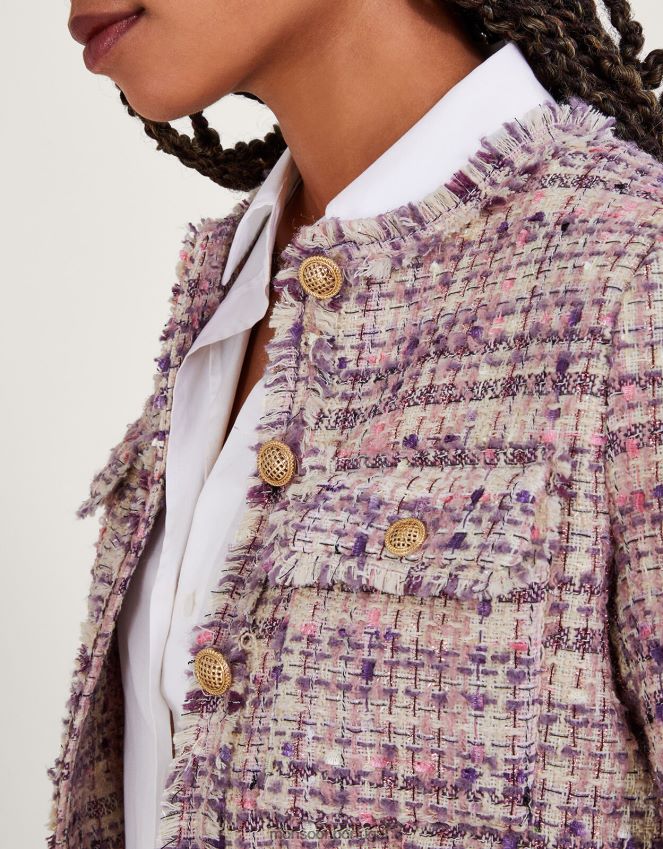 roupas jaqueta de tweed toni Monsoon mulheres rosa RPLH8F456