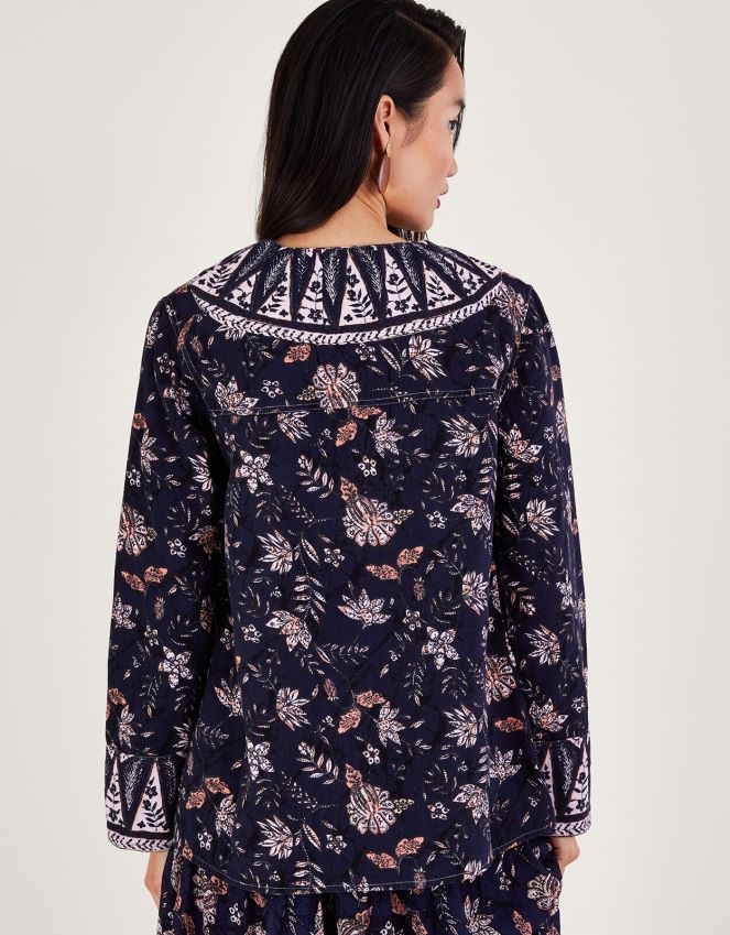 roupas jaqueta estampada de ponta a ponta Monsoon mulheres azul-marinho) RPLH8F170