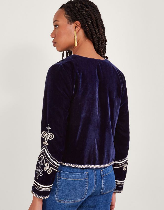 roupas jaqueta militar bordada maya Monsoon mulheres azul (meia-noite) RPLH8F112