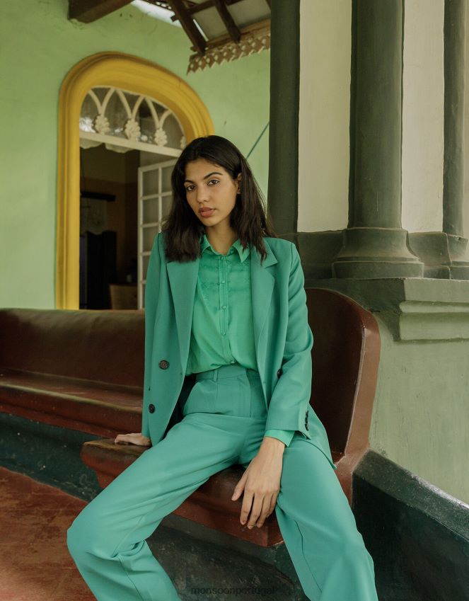 roupas jaqueta trespassada madelyn Monsoon mulheres verde RPLH8F1009