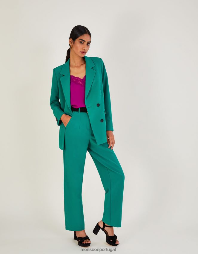 roupas jaqueta trespassada madelyn Monsoon mulheres verde RPLH8F1009
