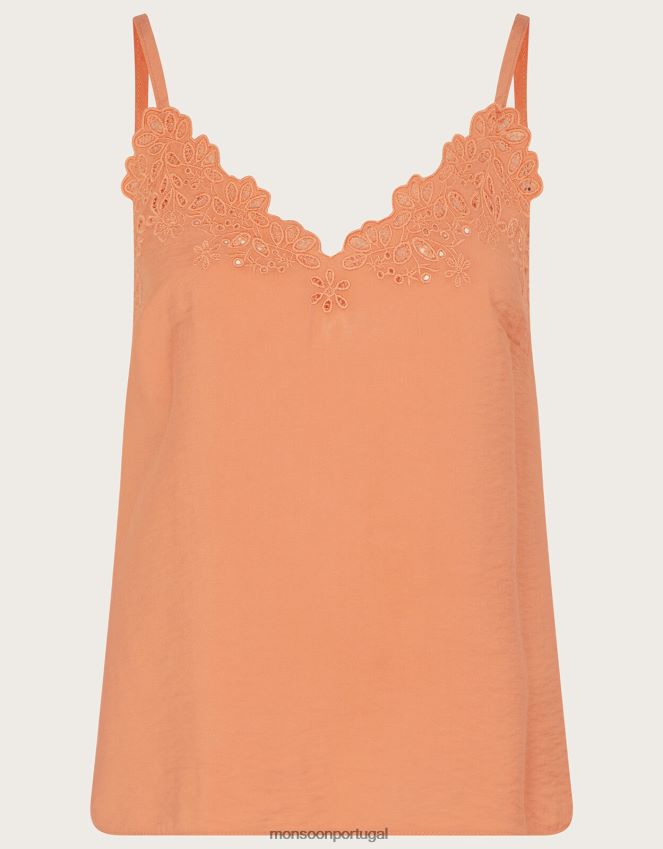 roupas blusa beatrice cutwork Monsoon mulheres laranja RPLH8F331