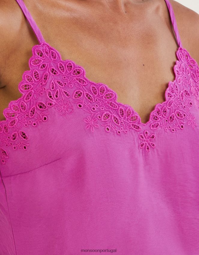 roupas blusa beatrice cutwork Monsoon mulheres rosa RPLH8F353
