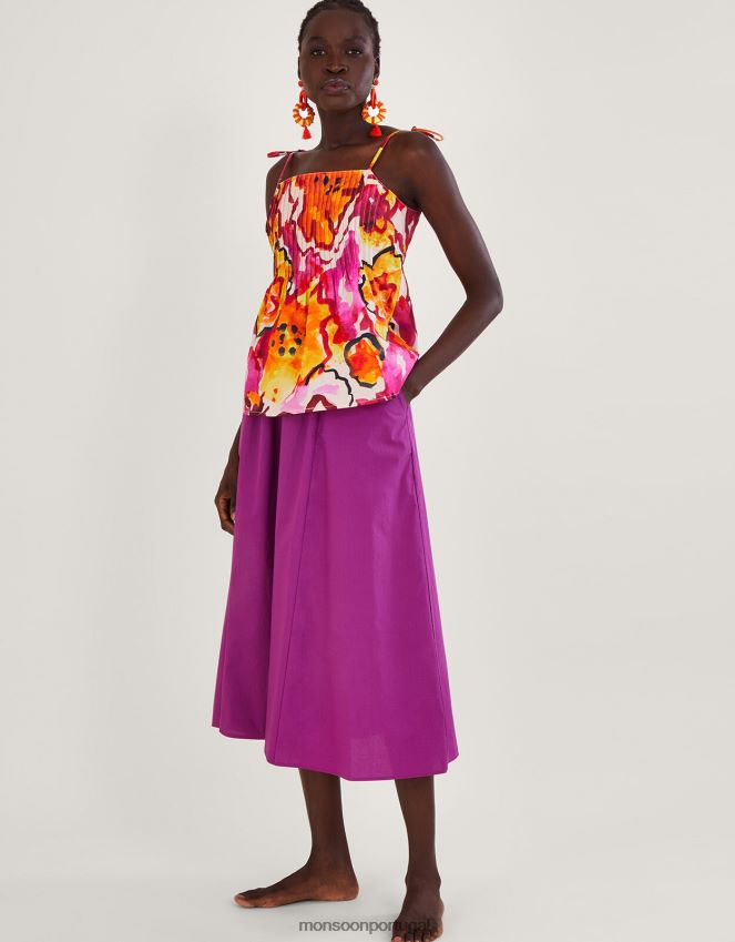 roupas blusa cami com estampa plissada chantal Monsoon mulheres laranja RPLH8F758