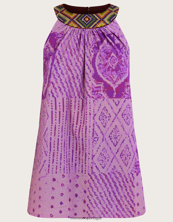 roupas blusa cami frente única bordada rabari Monsoon mulheres roxo (lilás) RPLH8F323