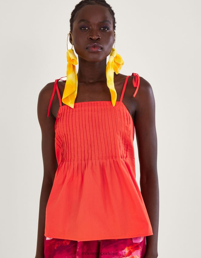 roupas blusa cami plissada fênix Monsoon mulheres laranja RPLH8F206