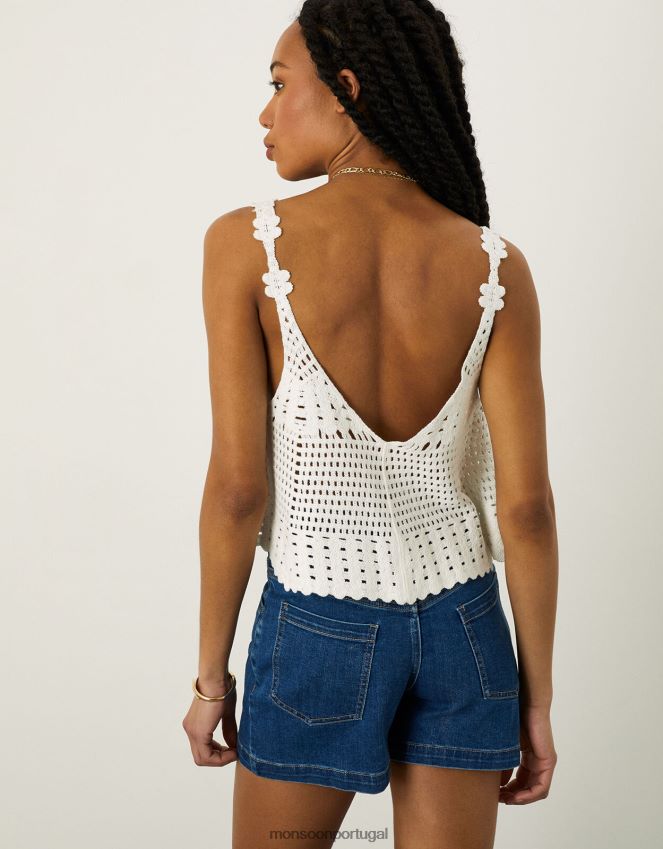 roupas blusa de crochê Monsoon mulheres branco RPLH8F608