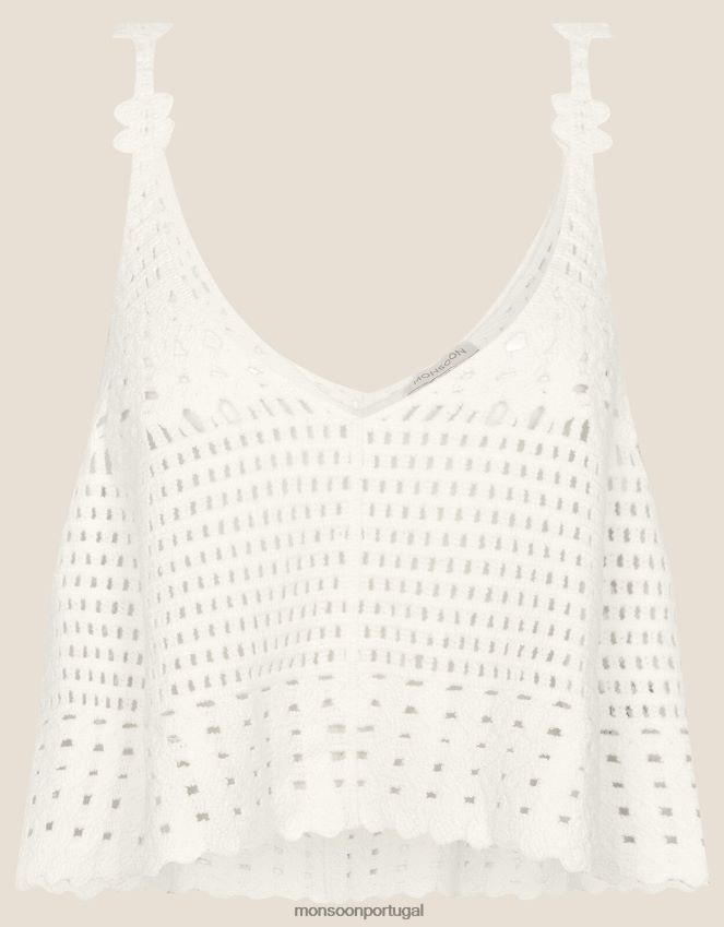 roupas blusa de crochê Monsoon mulheres branco RPLH8F608