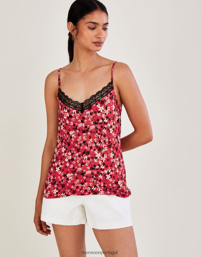 roupas blusa ditsy cami Monsoon mulheres vermelho RPLH8F700
