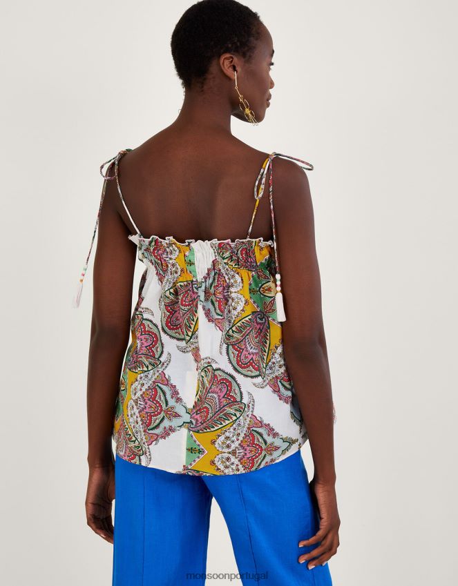 roupas cami com estampa de lenço paisley em algodão sustentável Monsoon mulheres multi RPLH8F614