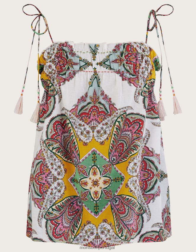 roupas cami com estampa de lenço paisley em algodão sustentável Monsoon mulheres multi RPLH8F614