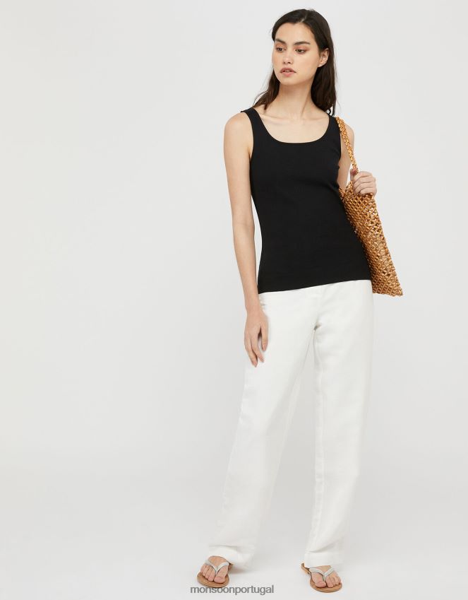 roupas colete de jérsei com gola quadrada Bridey Monsoon mulheres preto RPLH8F1163