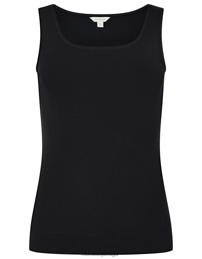 roupas colete de jérsei com gola quadrada Bridey Monsoon mulheres preto RPLH8F1163