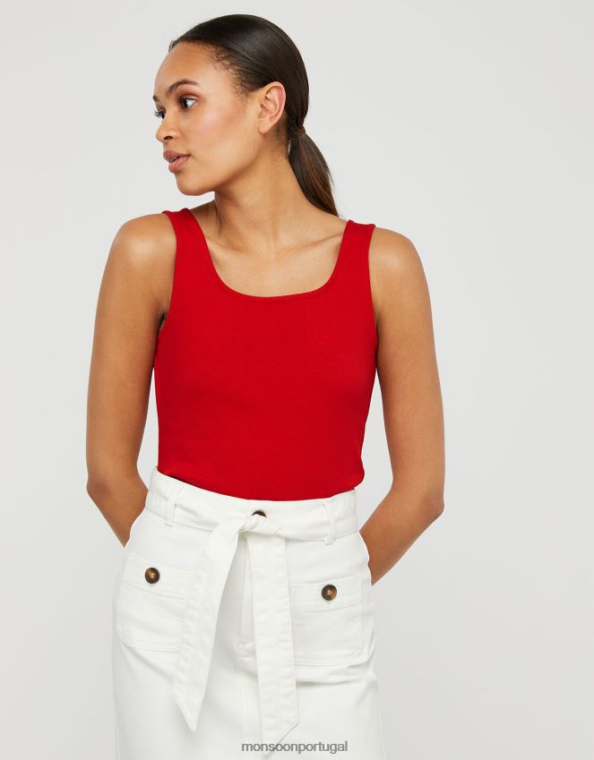 roupas colete de jérsei com gola quadrada Bridey Monsoon mulheres vermelho RPLH8F1172