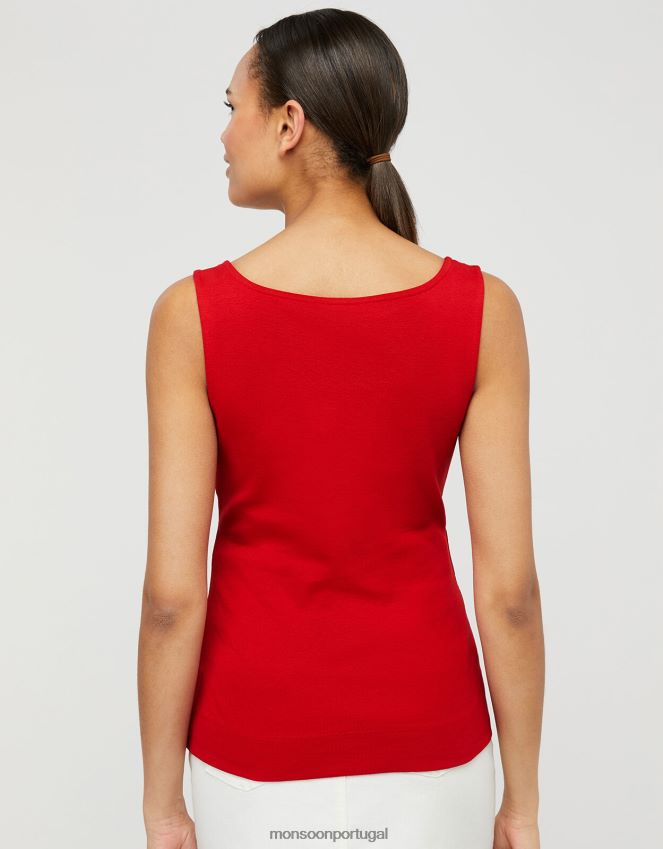 roupas colete de jérsei com gola quadrada Bridey Monsoon mulheres vermelho RPLH8F1172