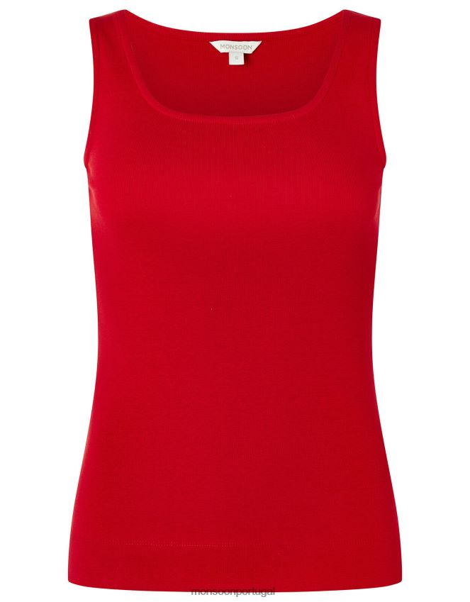 roupas colete de jérsei com gola quadrada Bridey Monsoon mulheres vermelho RPLH8F1172
