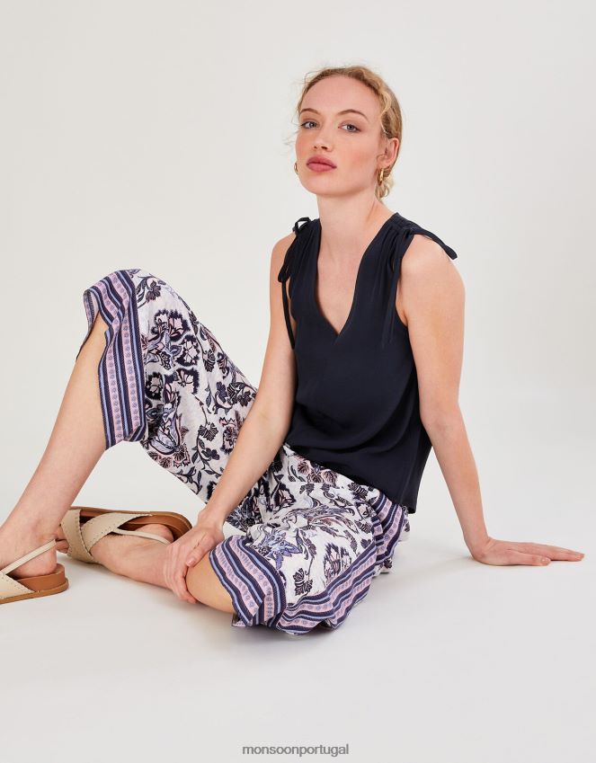 roupas nyla regata sem mangas com lenzing ecovero Monsoon mulheres azul-marinho) RPLH8F706