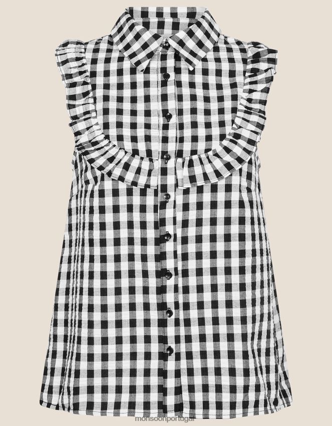 roupas top babador sem mangas xadrez Monsoon mulheres preto RPLH8F828