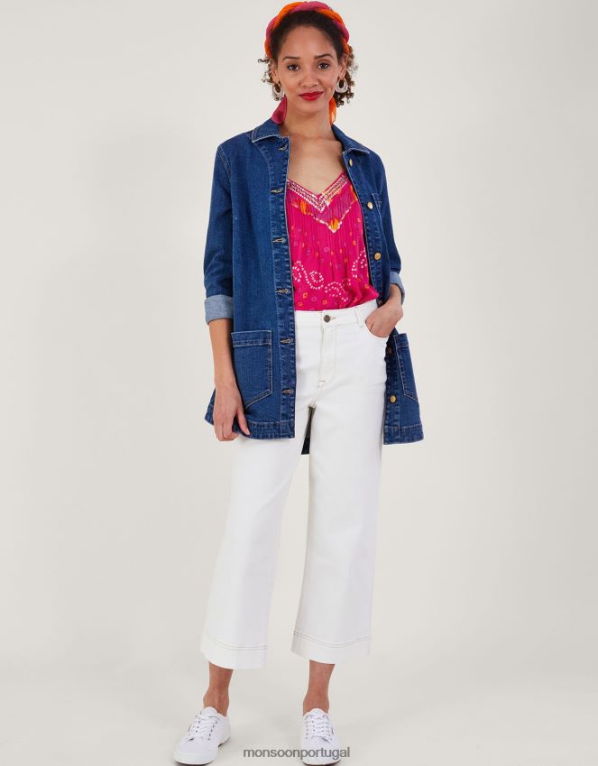 roupas top cami bandhani corante Monsoon mulheres rosa RPLH8F465