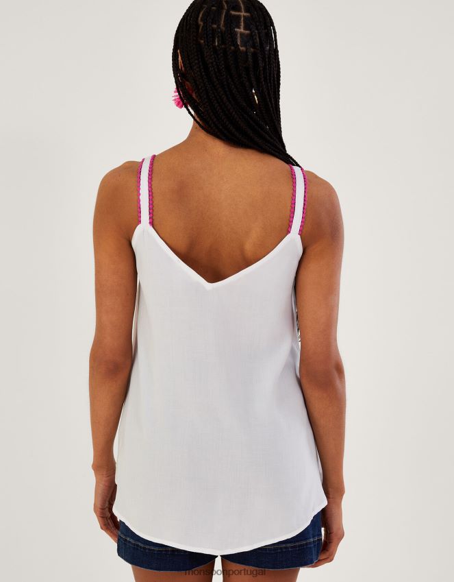 roupas top cami bordado Monsoon mulheres rosa RPLH8F146