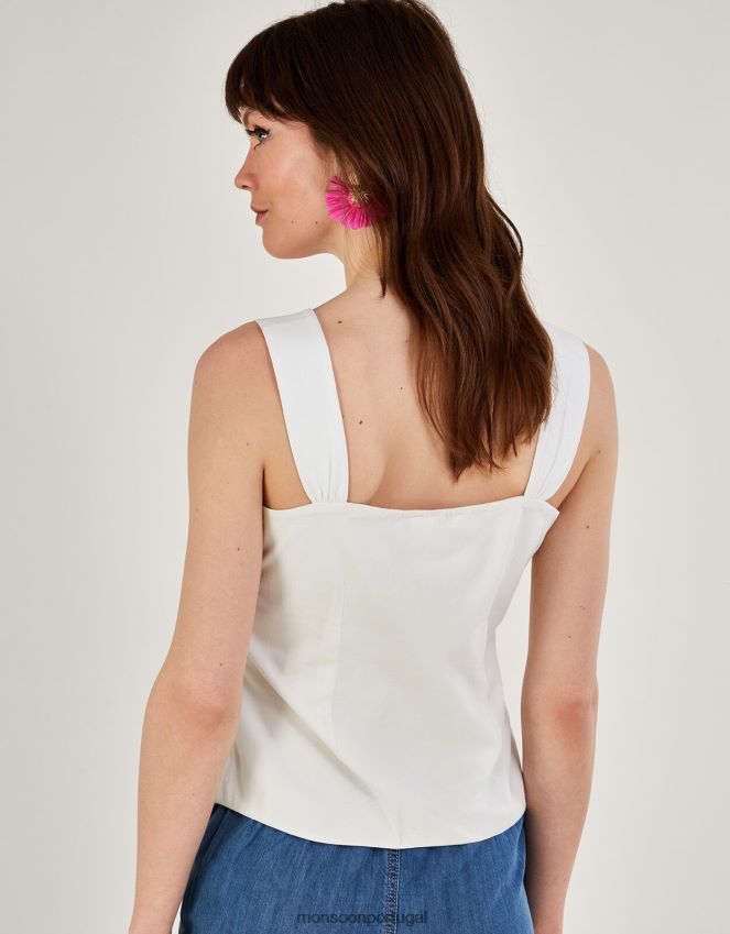 roupas top cami com botões Monsoon mulheres marfim RPLH8F300
