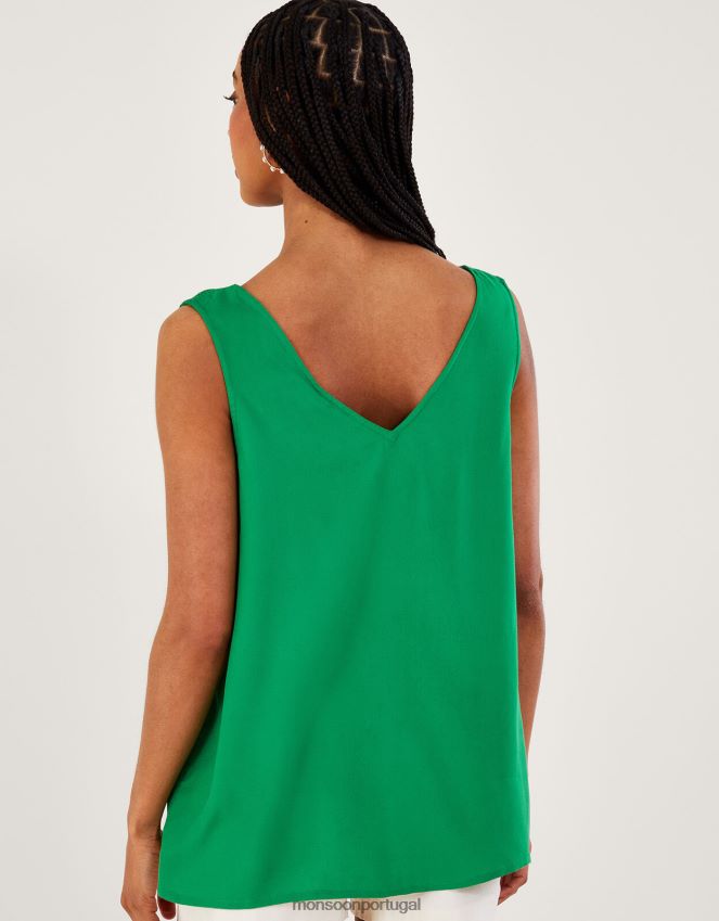 roupas top colete de alça larga bordado Monsoon mulheres verde RPLH8F440