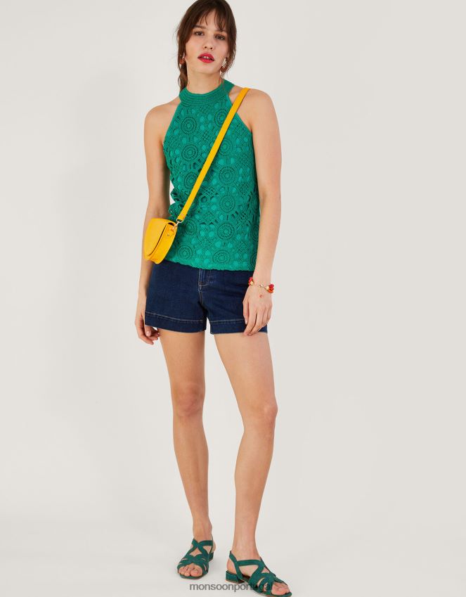 roupas top de crochê sem mangas com lenzing ecovero Monsoon mulheres verde RPLH8F247
